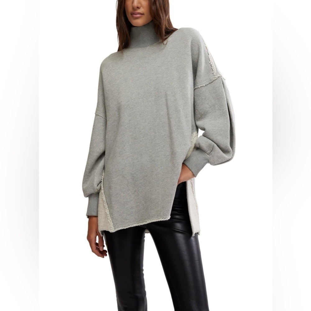 NEW FREE PEOPLE wonderful pullover grey heather Size M